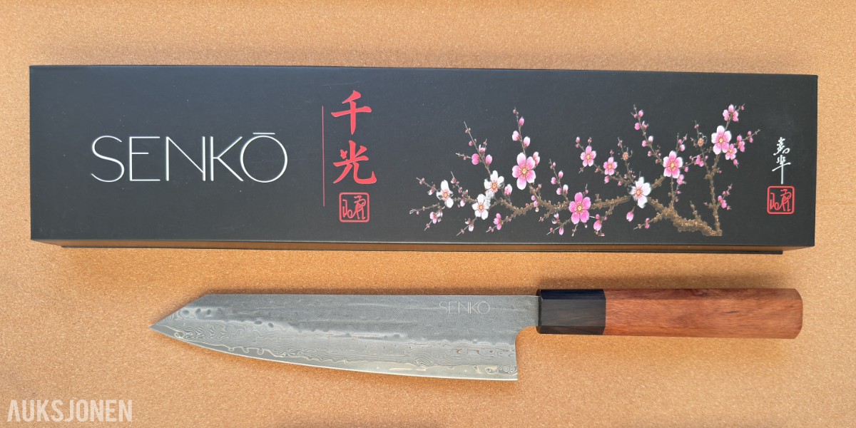 48 TIMERS AUKSJON - Senko Damaskus Kiritsuke + Sashimi-kniv